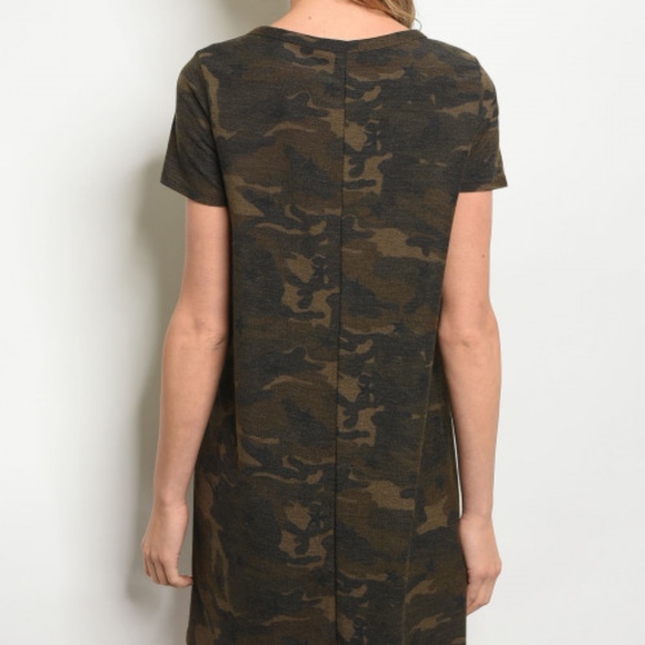 CAMO PRINT TEE CHOKER DRESS - Picture 6 of 7